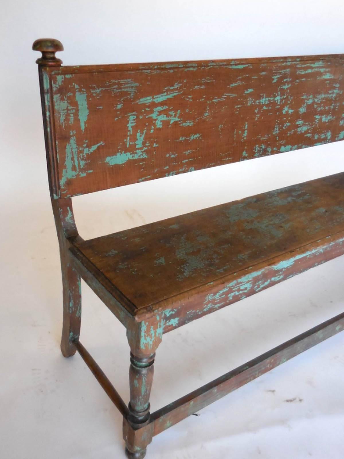 19th Century Bench with Traces of Paint 1