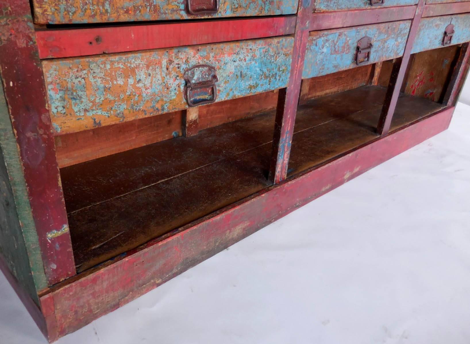 Wood Antique Painted Shop Counter