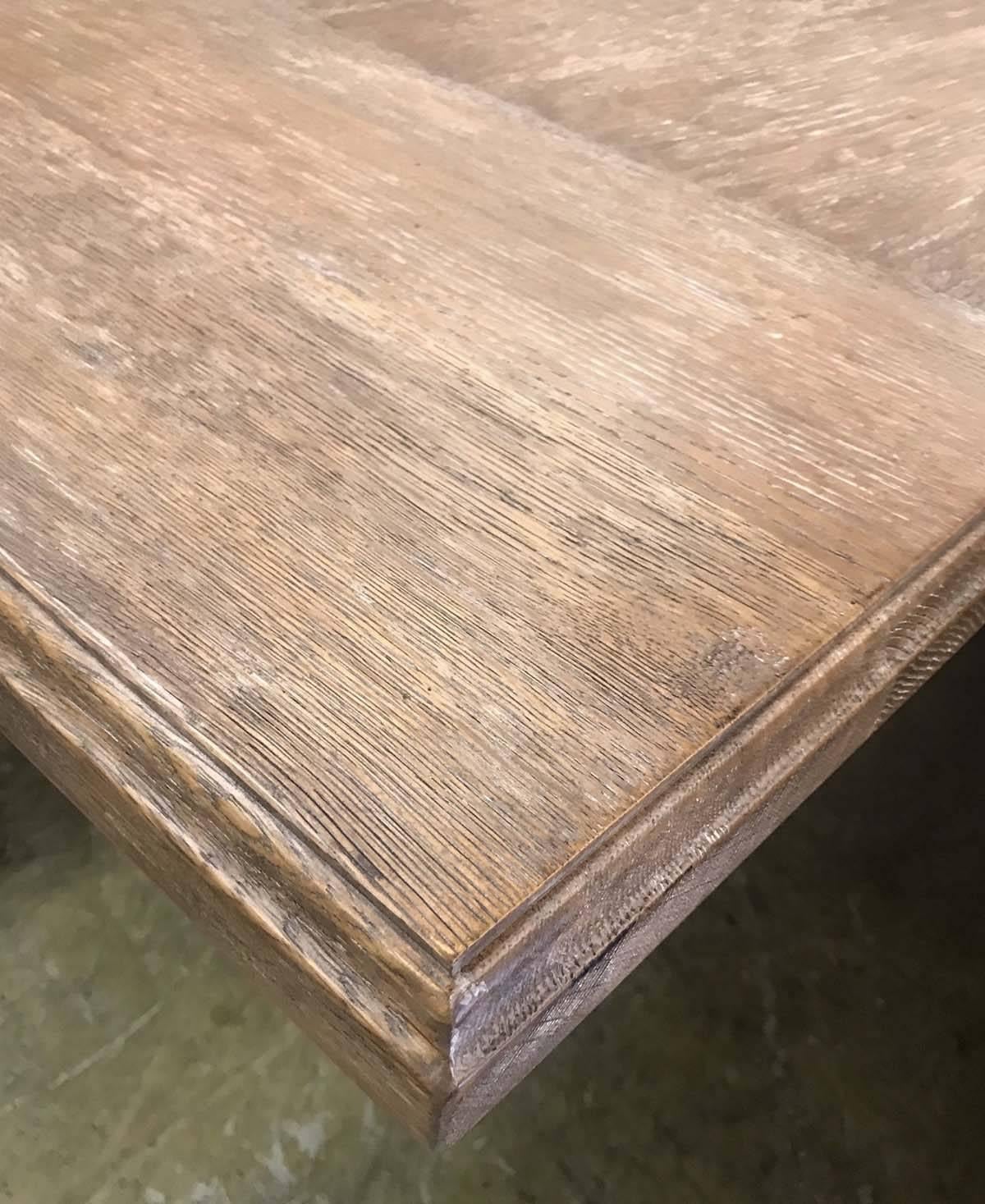 Modern Dos Gallos Custom Oak Double Pedestal Table with Rectangular Top For Sale
