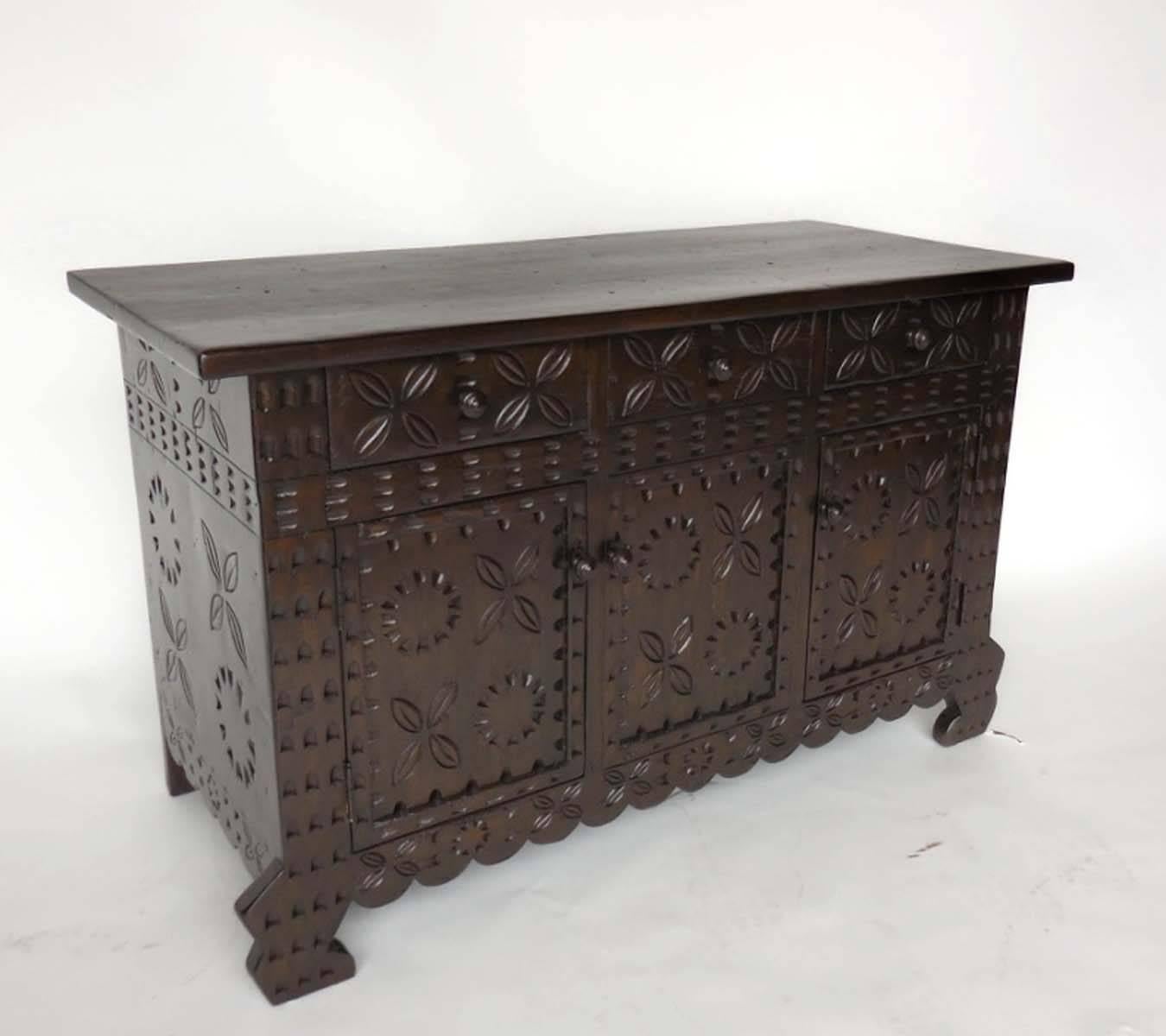 carved media console