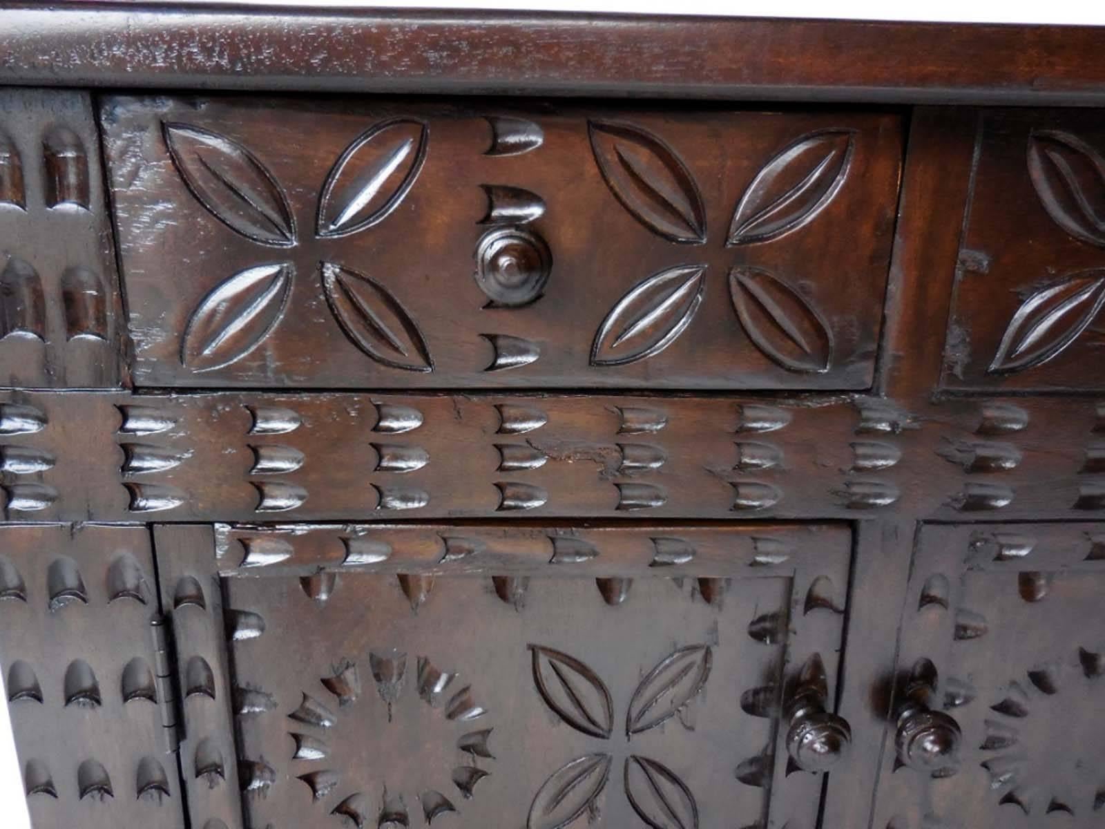 American Dos Gallos Custom Carved Console / Media / Vanity Cabinet For Sale