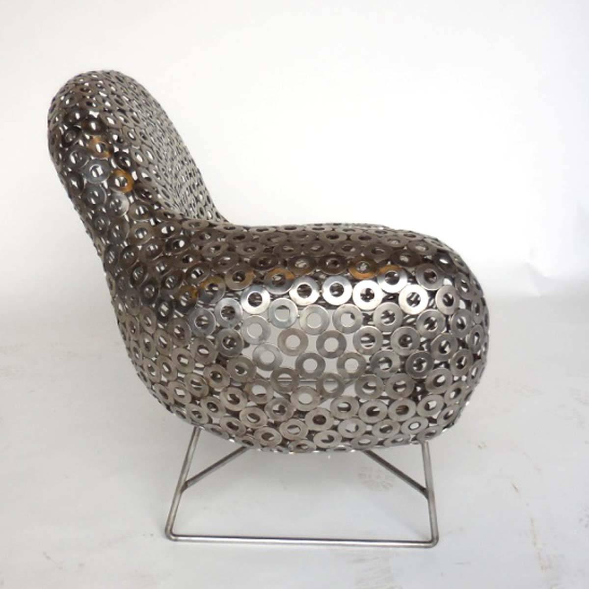 Freeform Metal Lounge Modern Lounge Chair In Good Condition In Los Angeles, CA