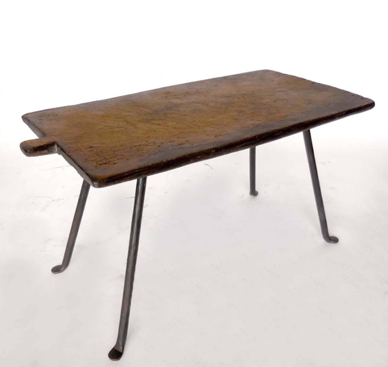 Guatemalan Three Antique Wooden Tray Side Tables