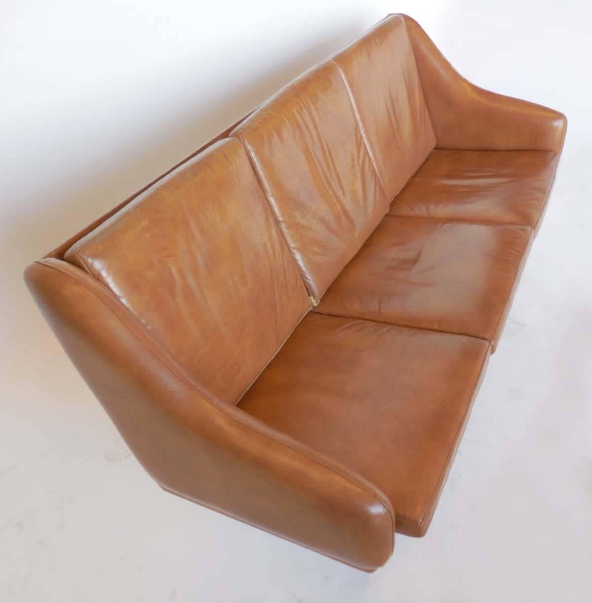 Mid-Century Modern Danish Leather Sofa by Poul Volther