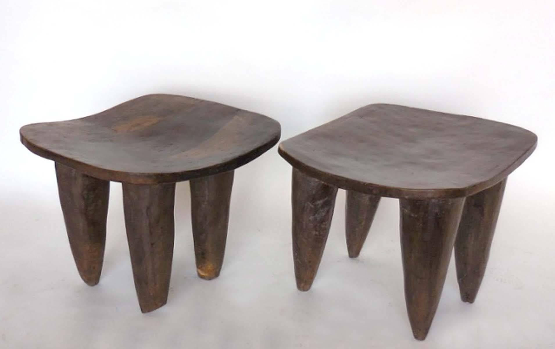 Wood Tribal Hand-Carved Stools from Mali