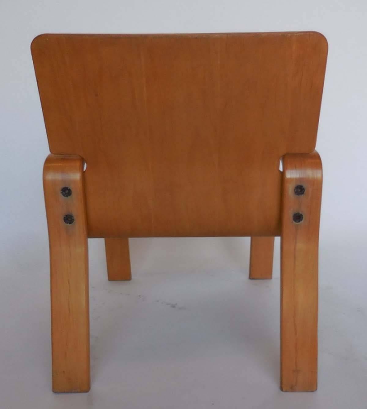 American Set of Four Bent Plywood Lounge Chairs