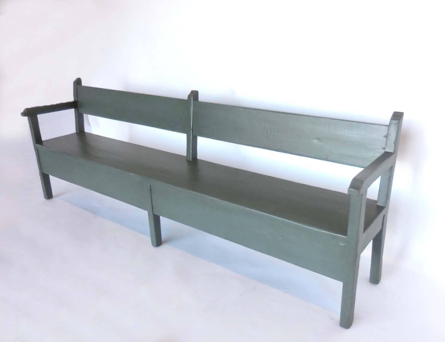 Custom bench made by Dos Gallos Studio. Can be made any size and in custom finishes. As shown here, in Coldwell Green, Benjamin Moore HC-124 with an antique glaze. Made in Los Angeles.
PRICES ARE SUBJECT TO CHANGE. PLEASE INQUIRE BEFORE PLACING AN