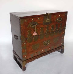 19th Century Korean Bandaji Storage Chest with Original Brass Hardware