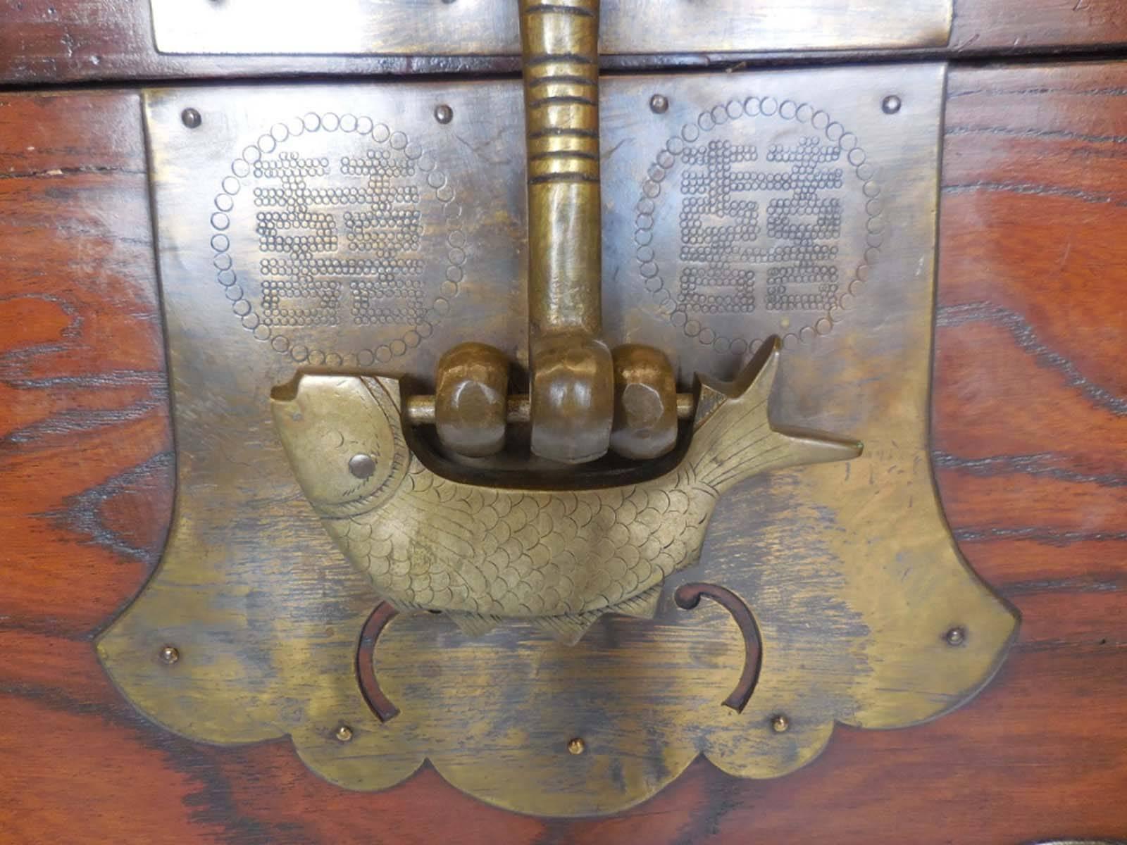 19th Century Korean Bandaji Storage Chest with Original Brass Hardware 1