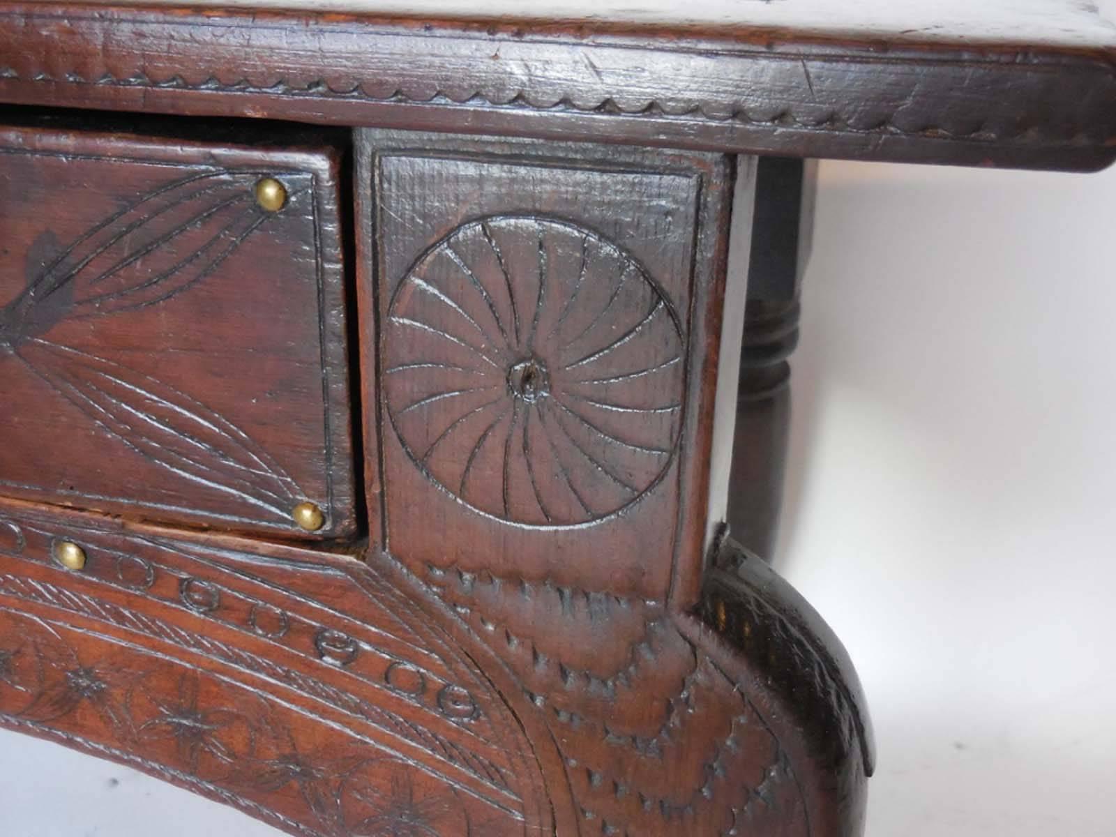 Wood Spanish Colonial Carved Table