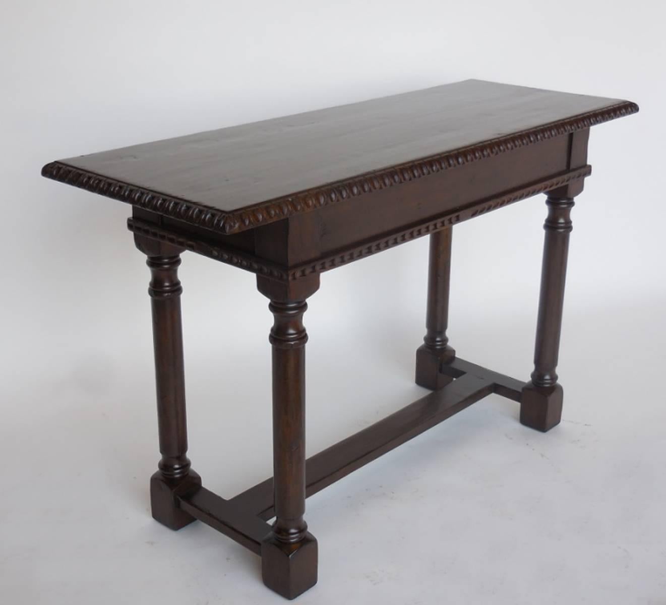 Custom Hand-Carved Walnut Console For Sale 1