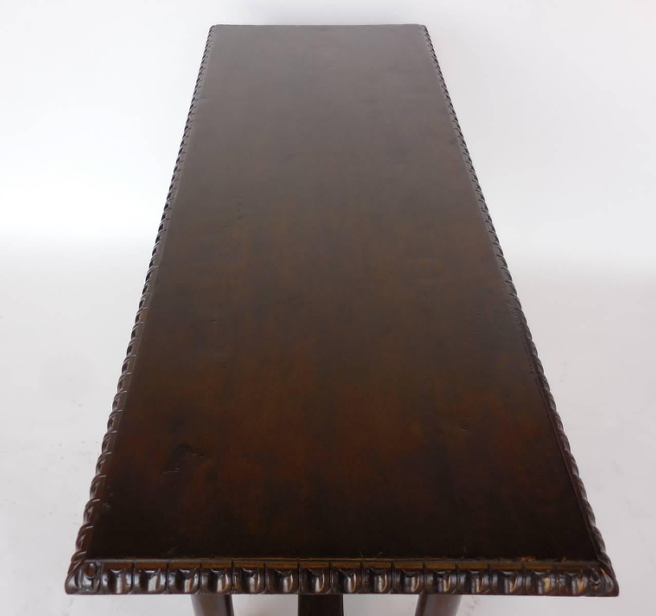 American Custom Hand-Carved Walnut Console For Sale