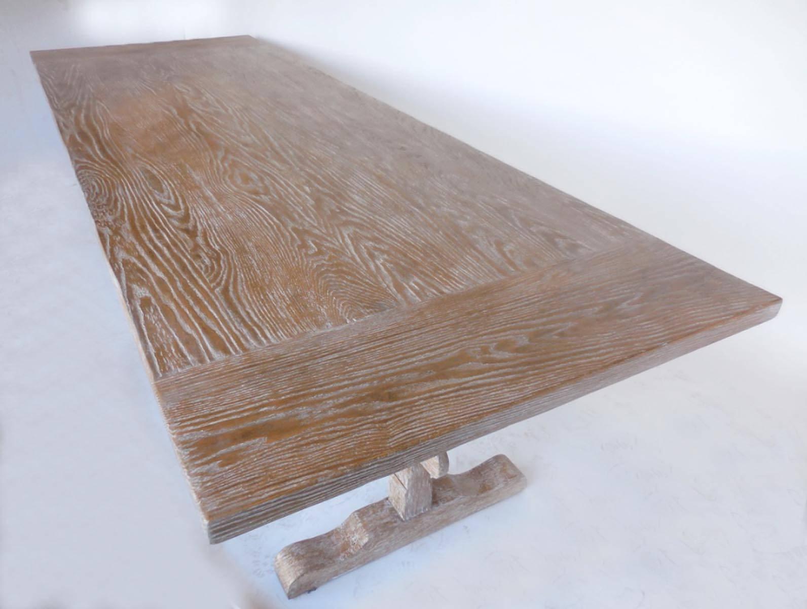 Country Custom Oak Classic Trestle Table by Dos Gallos Studio For Sale