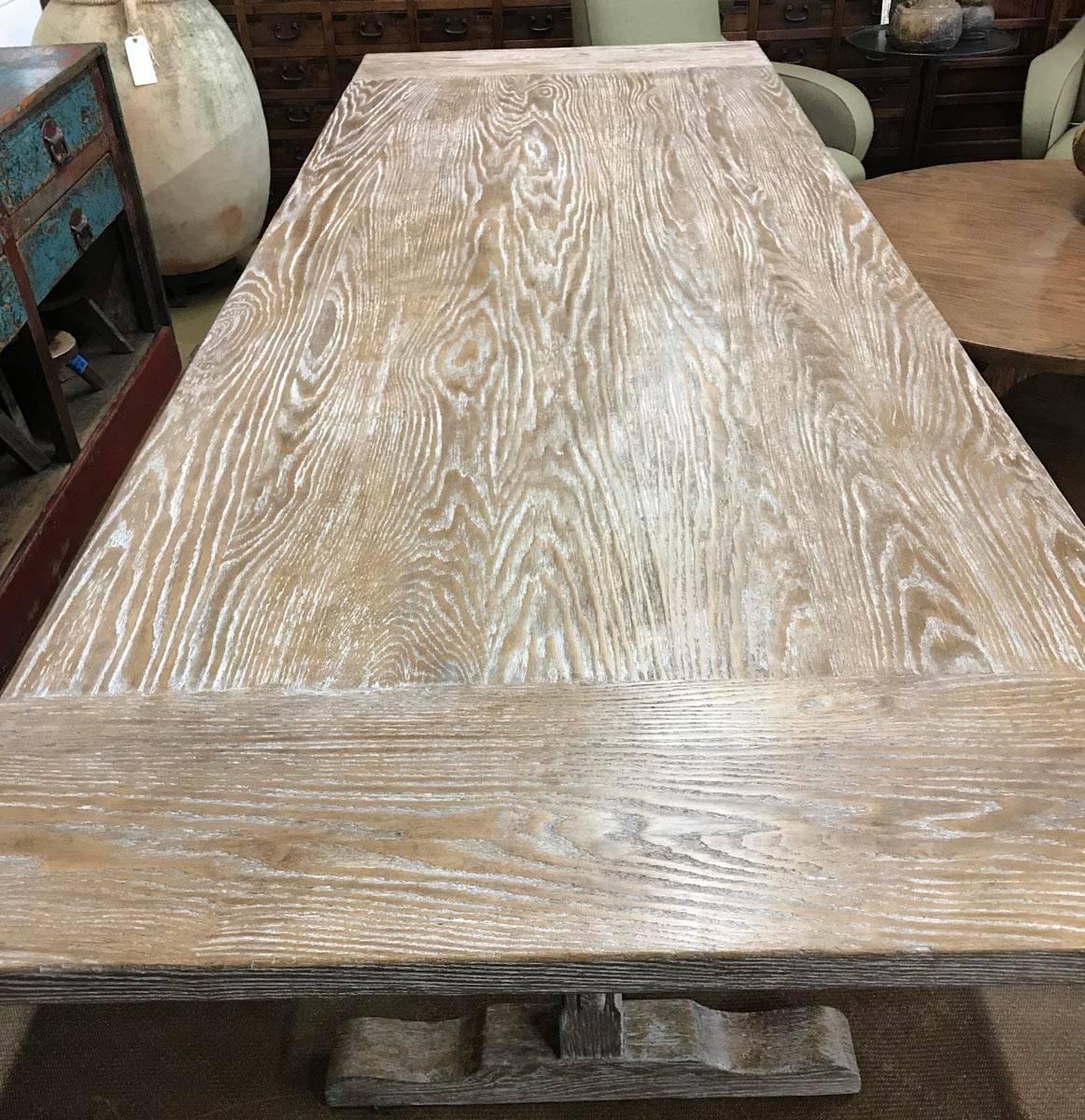 Custom Oak Classic Trestle Table For Sale 1