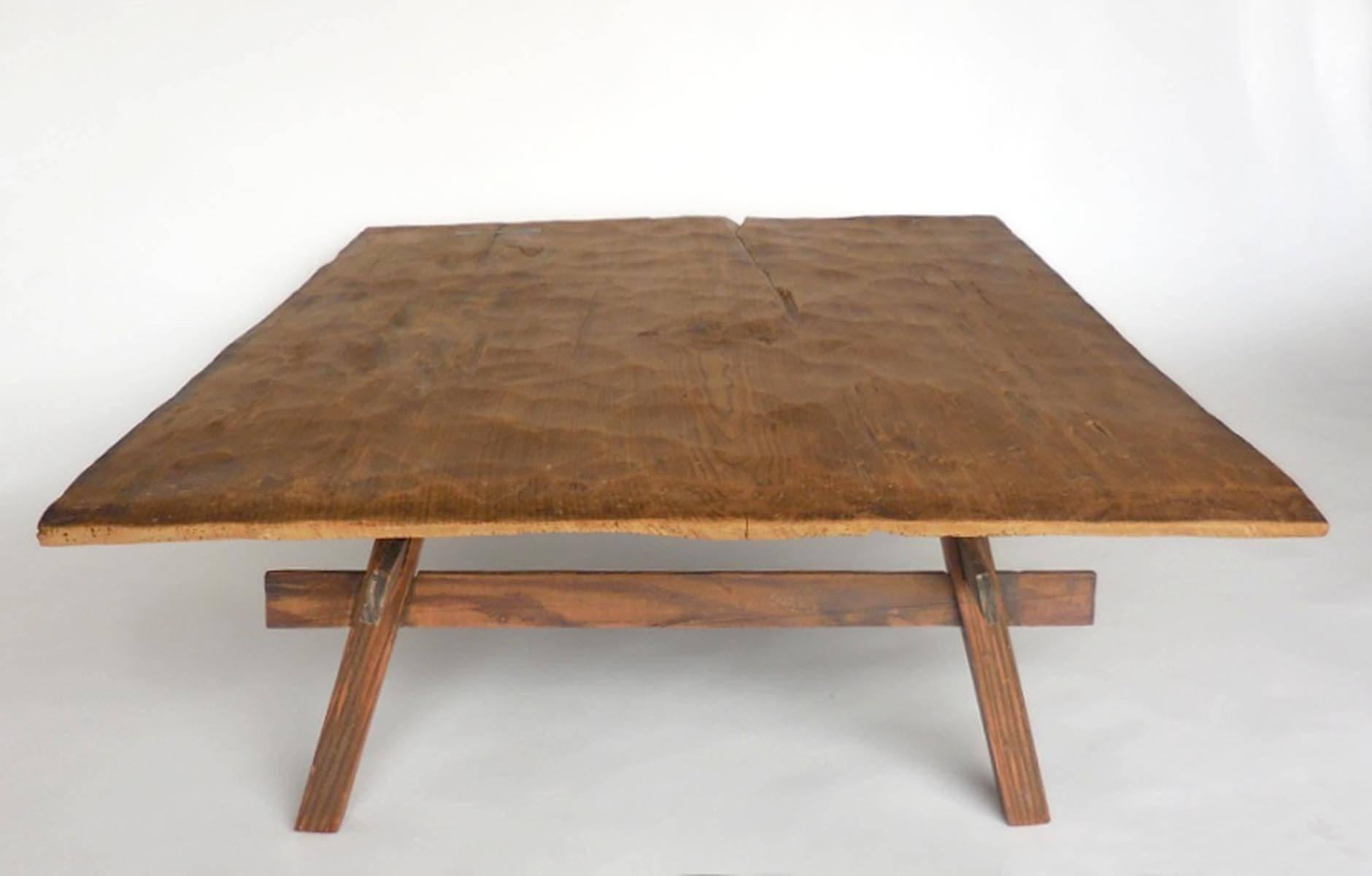 Wood Rustic Coffee Table with Straight Legs