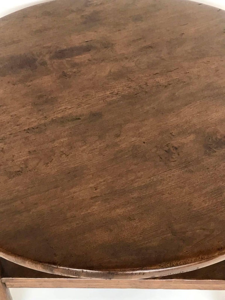 Custom Round Walnut Table with Shelf For Sale at 1stDibs