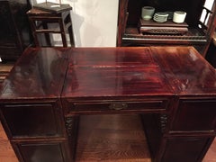 19th Century Q'ing Dynasty Six Part Elm Partner's Desk