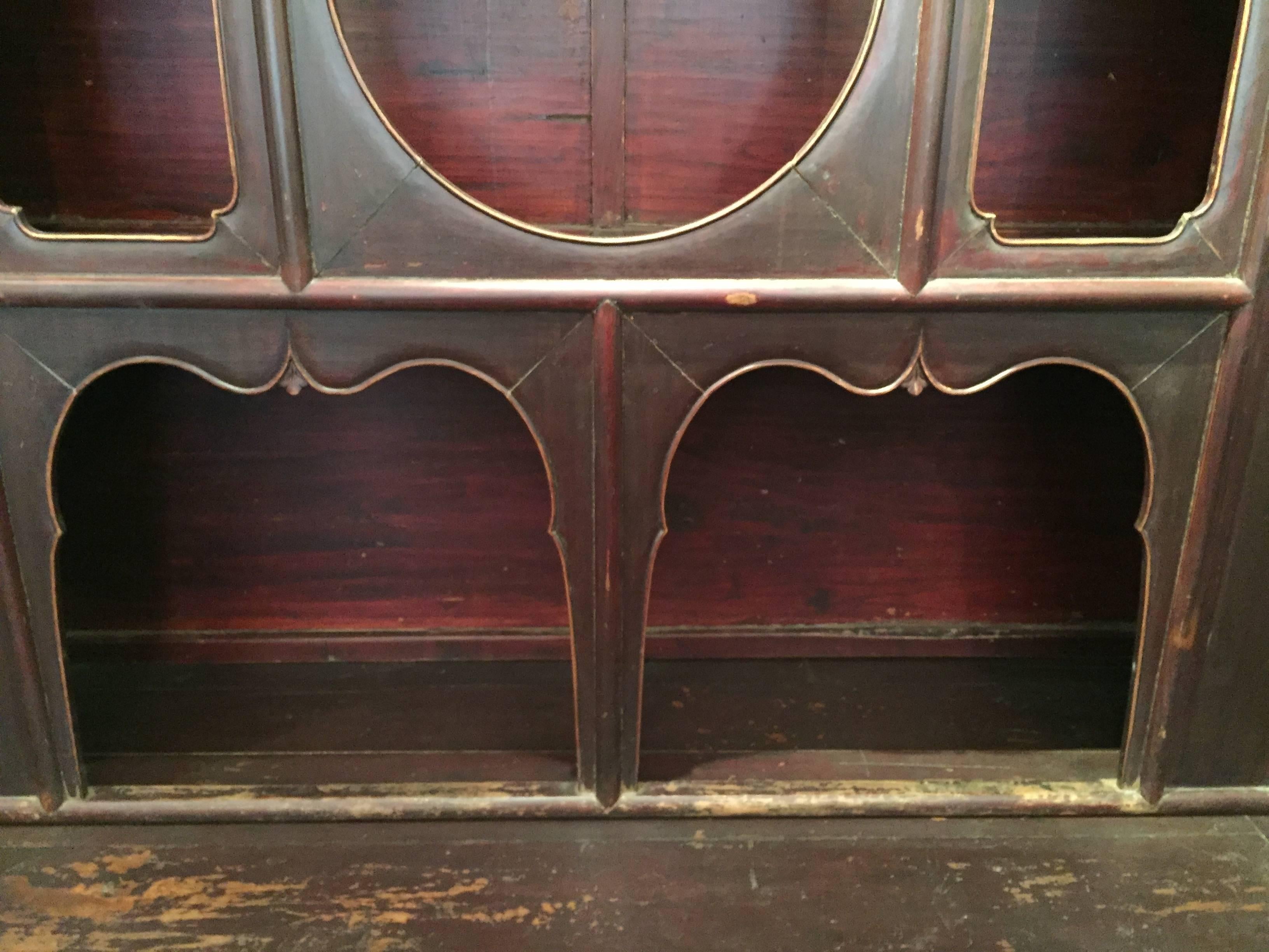 Elm 19th Century Qing Dynasty Unusual Shanxi Tow-Part Hutch For Sale