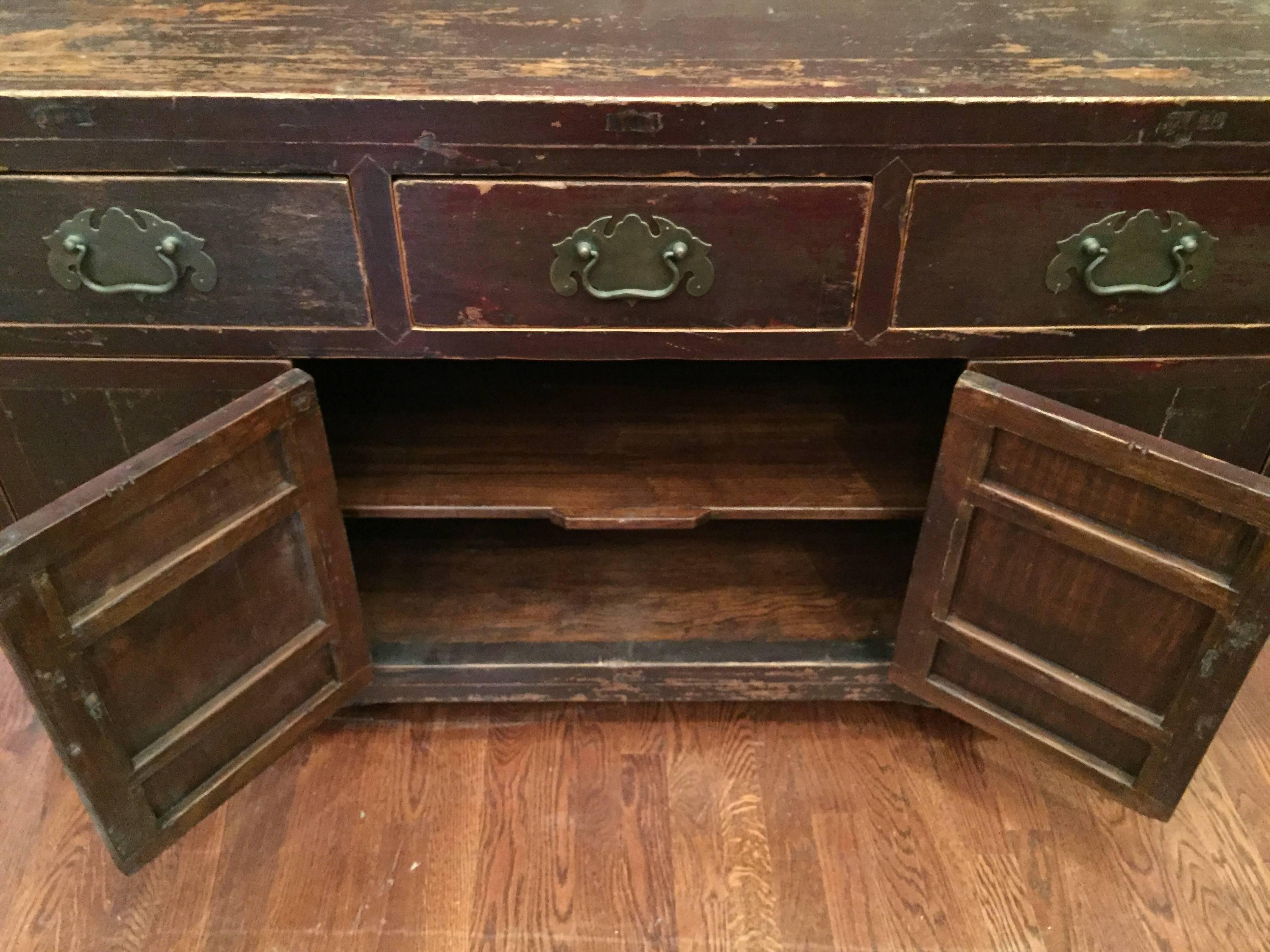 Chinese 19th Century Qing Dynasty Unusual Shanxi Tow-Part Hutch For Sale