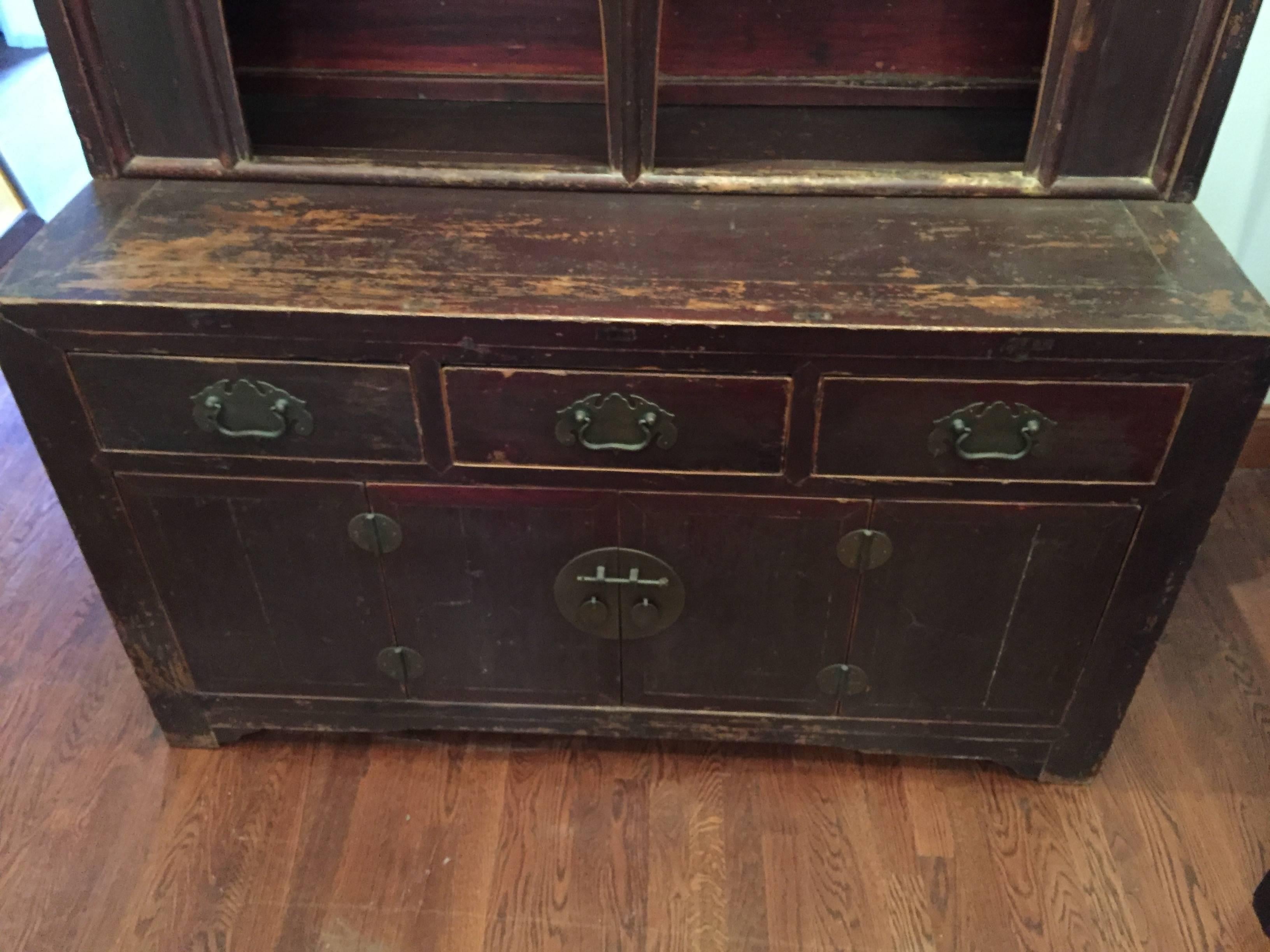 19th Century Qing Dynasty Unusual Shanxi Tow-Part Hutch For Sale 4
