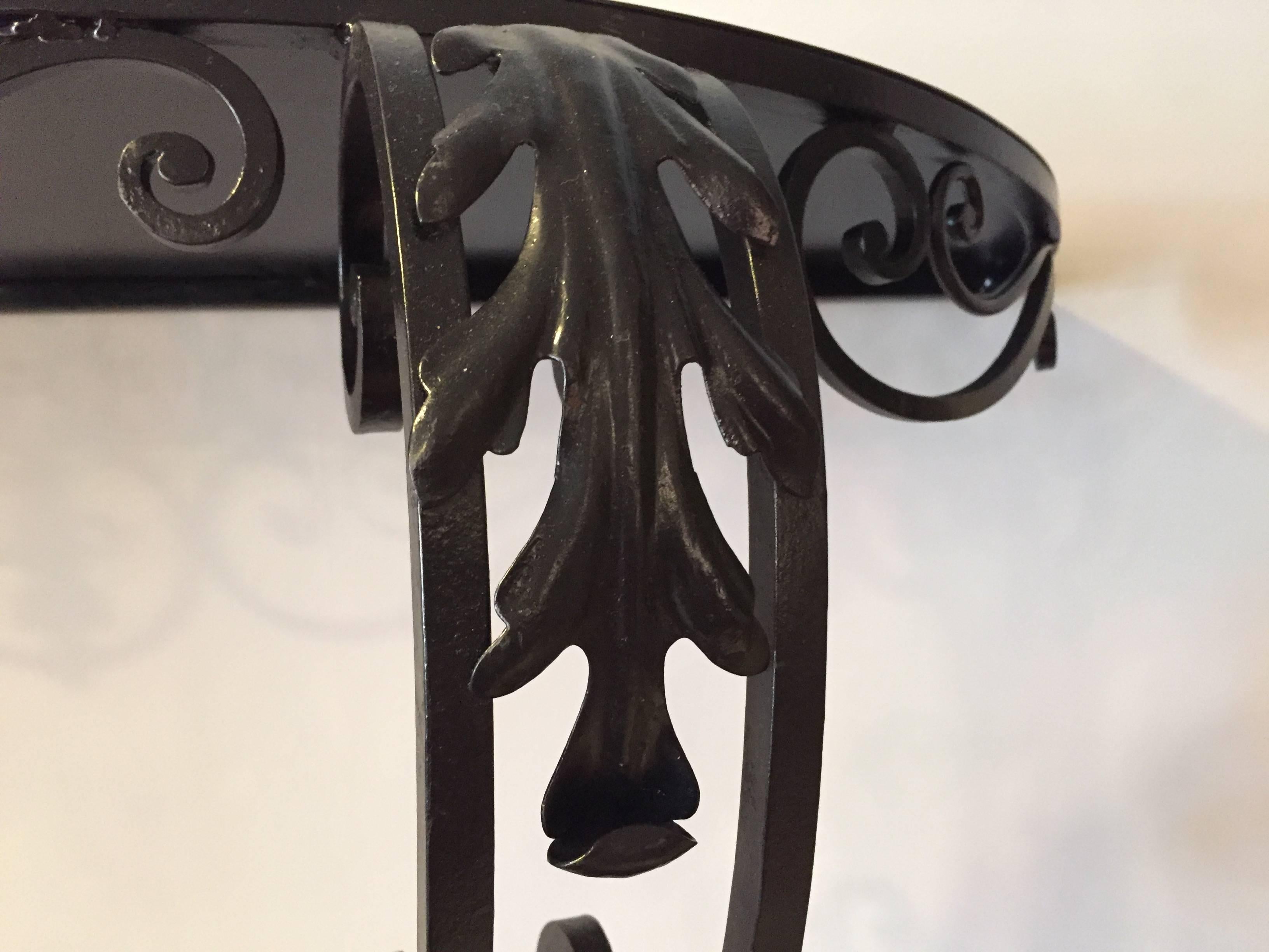 Late 19th Century French Louis XVI Style Wrought Iron Console For Sale 1