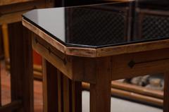 Turn of the Century Dutch Colonial Brass Inlaid Arts and Crafts Inspired Table