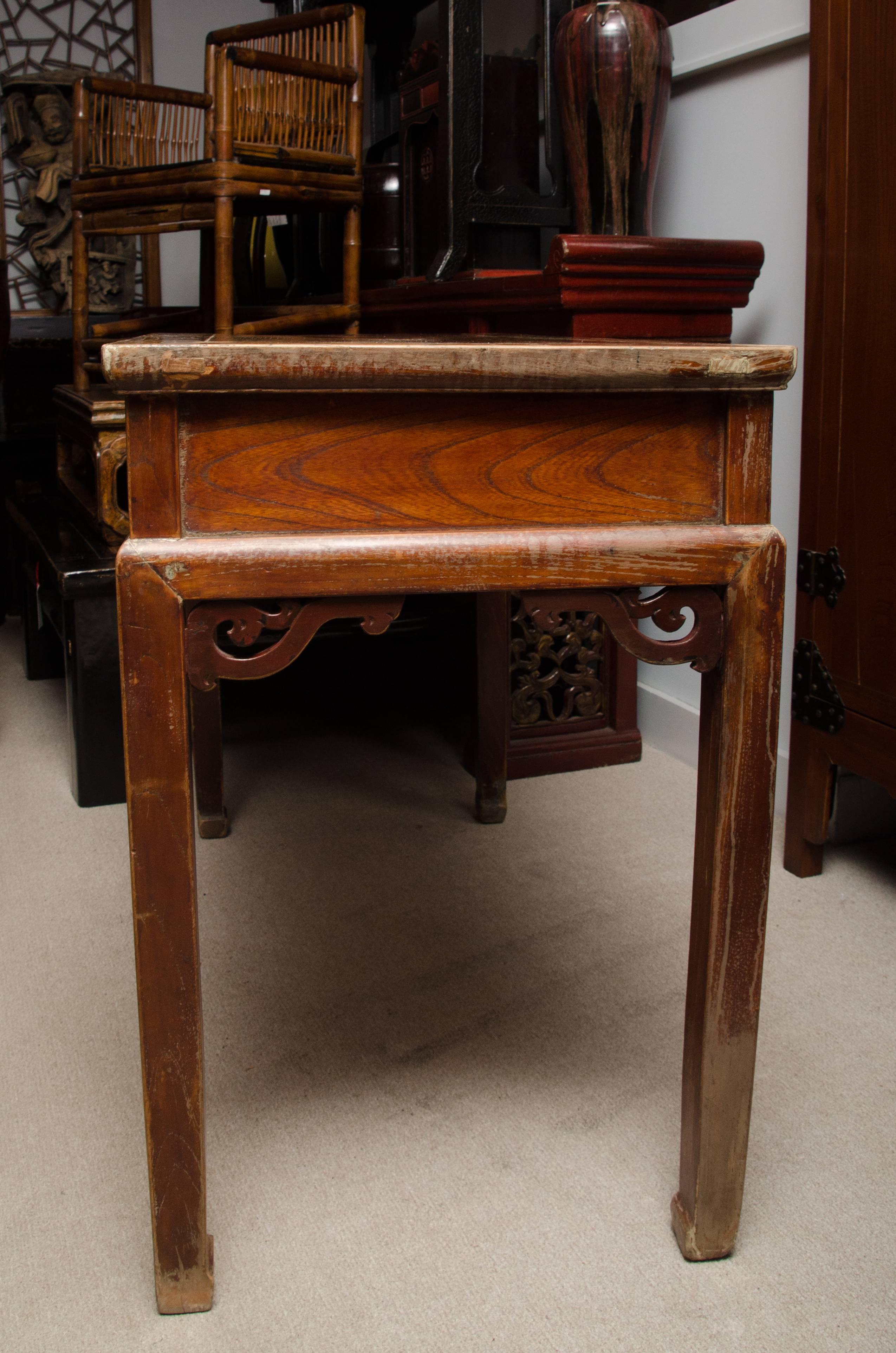 19th Century Qing Dynasty Chinese Three-Drawer Writing Table in Original Finiah