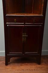 Mid 19thC. Q'ing Dynasty Chinese Elm Corner Cabinet