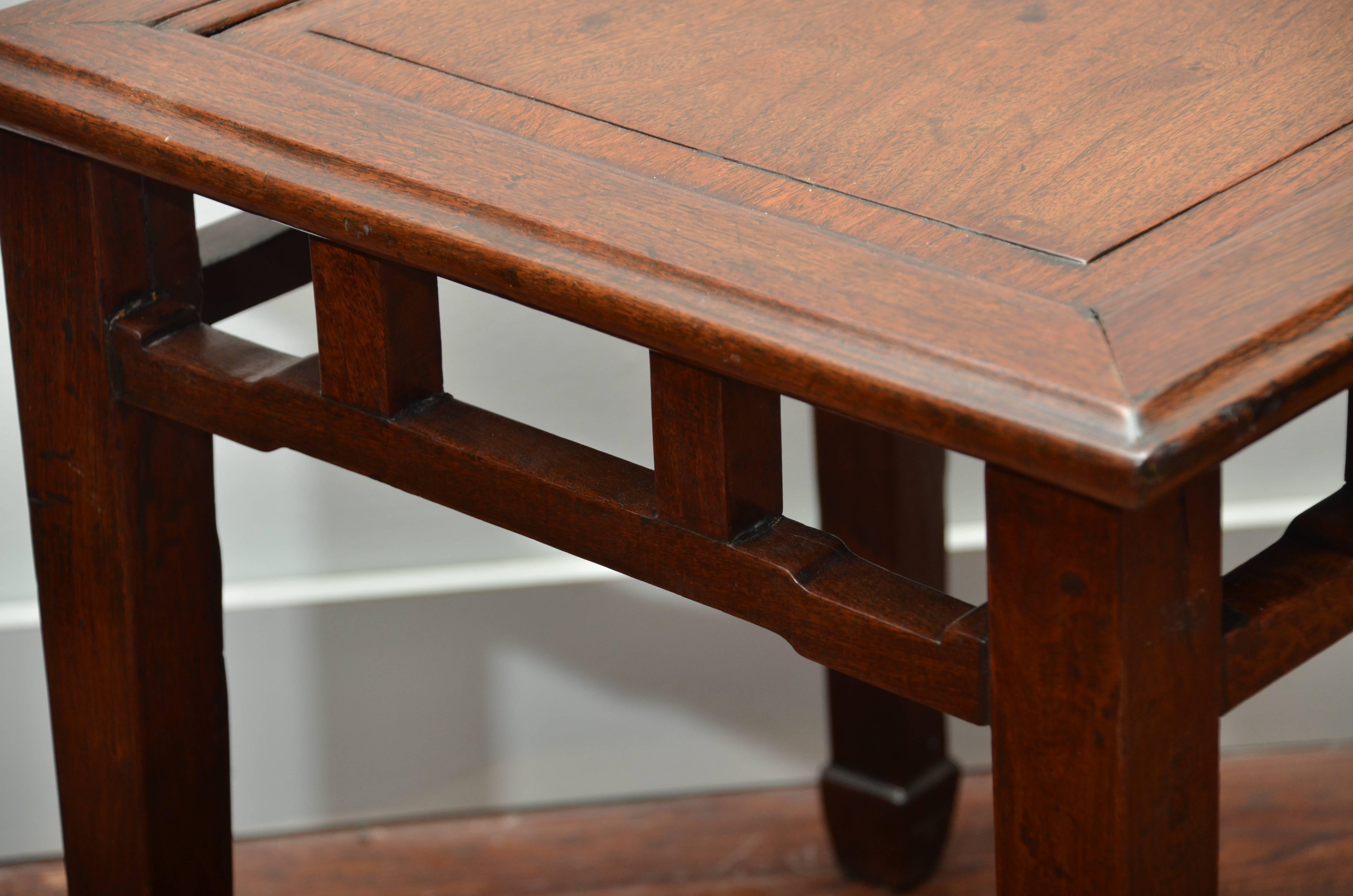 Lacquered Late 19thC. Q'ing Dynasty Ming Styled Jumu Wood Stool/End Table For Sale