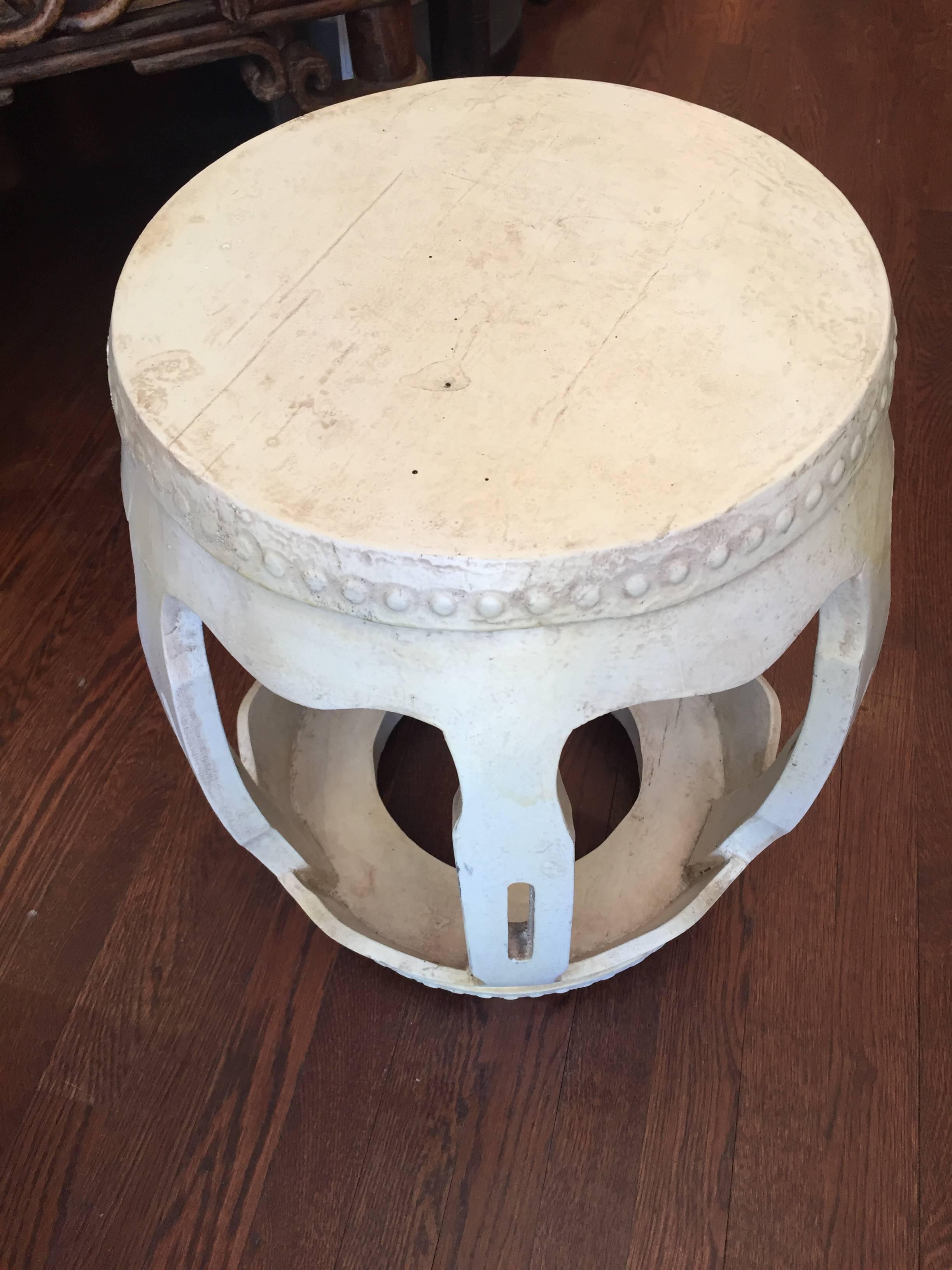 Early 20th Century White Lacquered Garden Seat