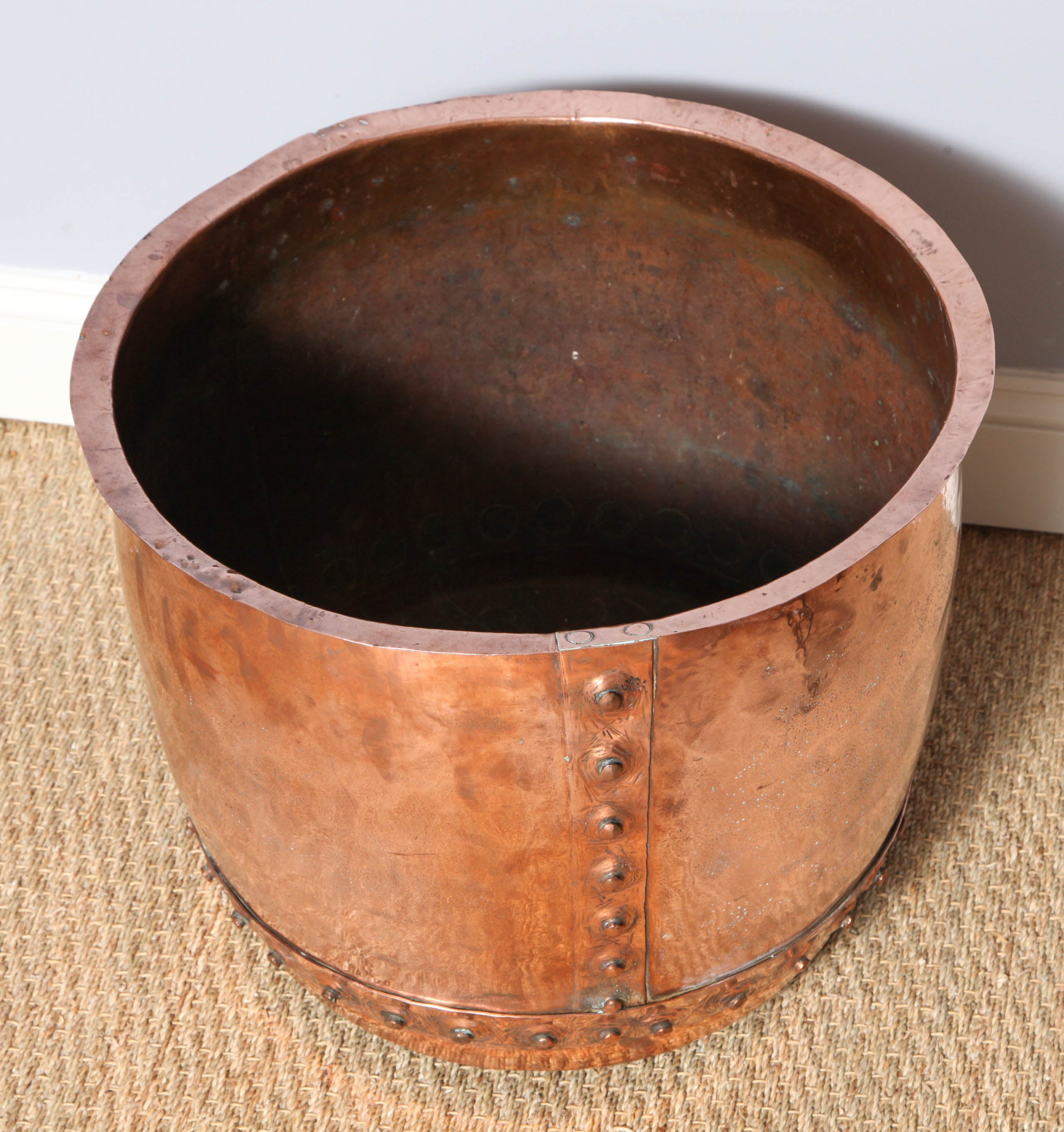 English Large Hand Riveted Copper Pot