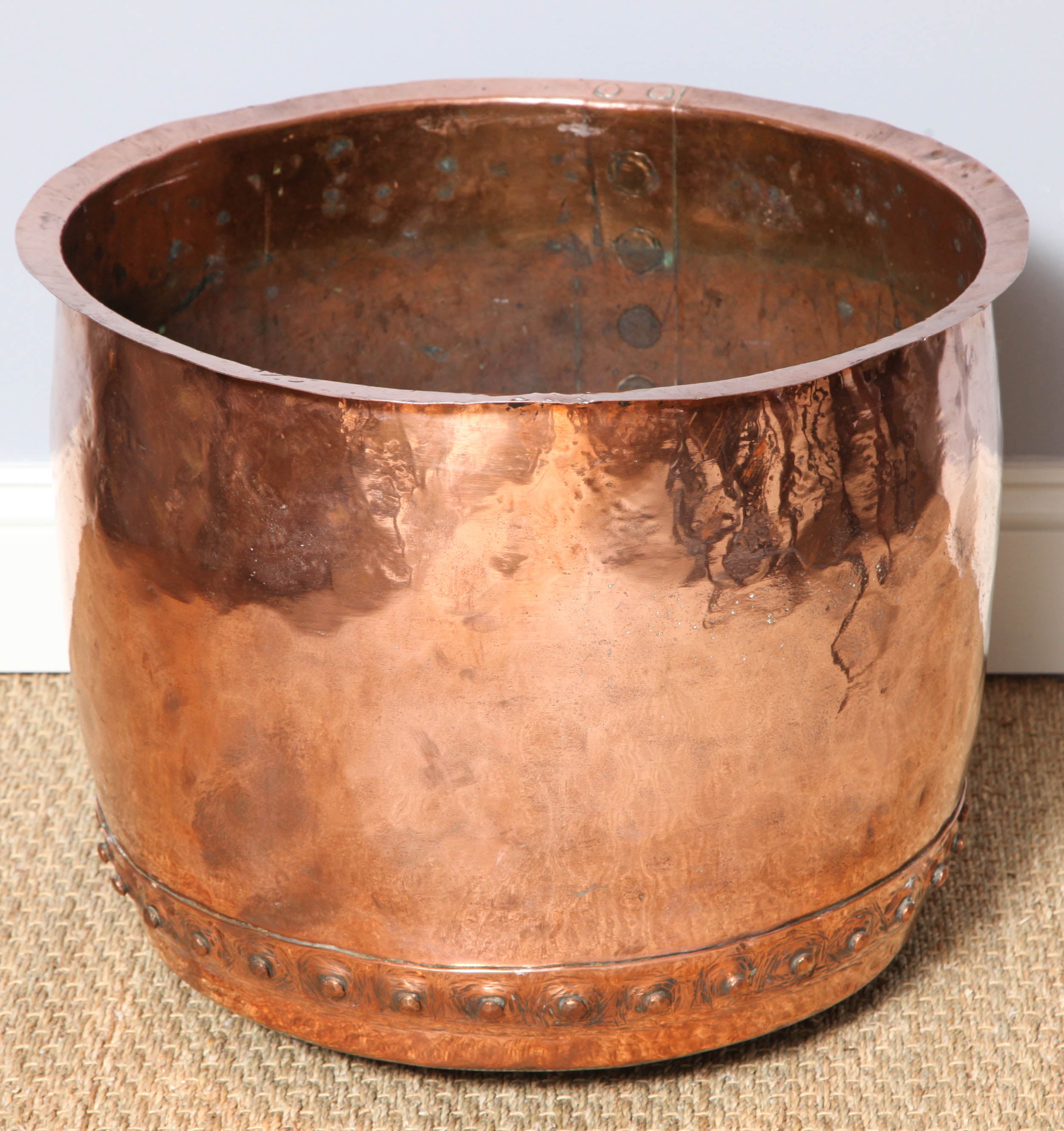 Early 19th Century Large Hand Riveted Copper Pot