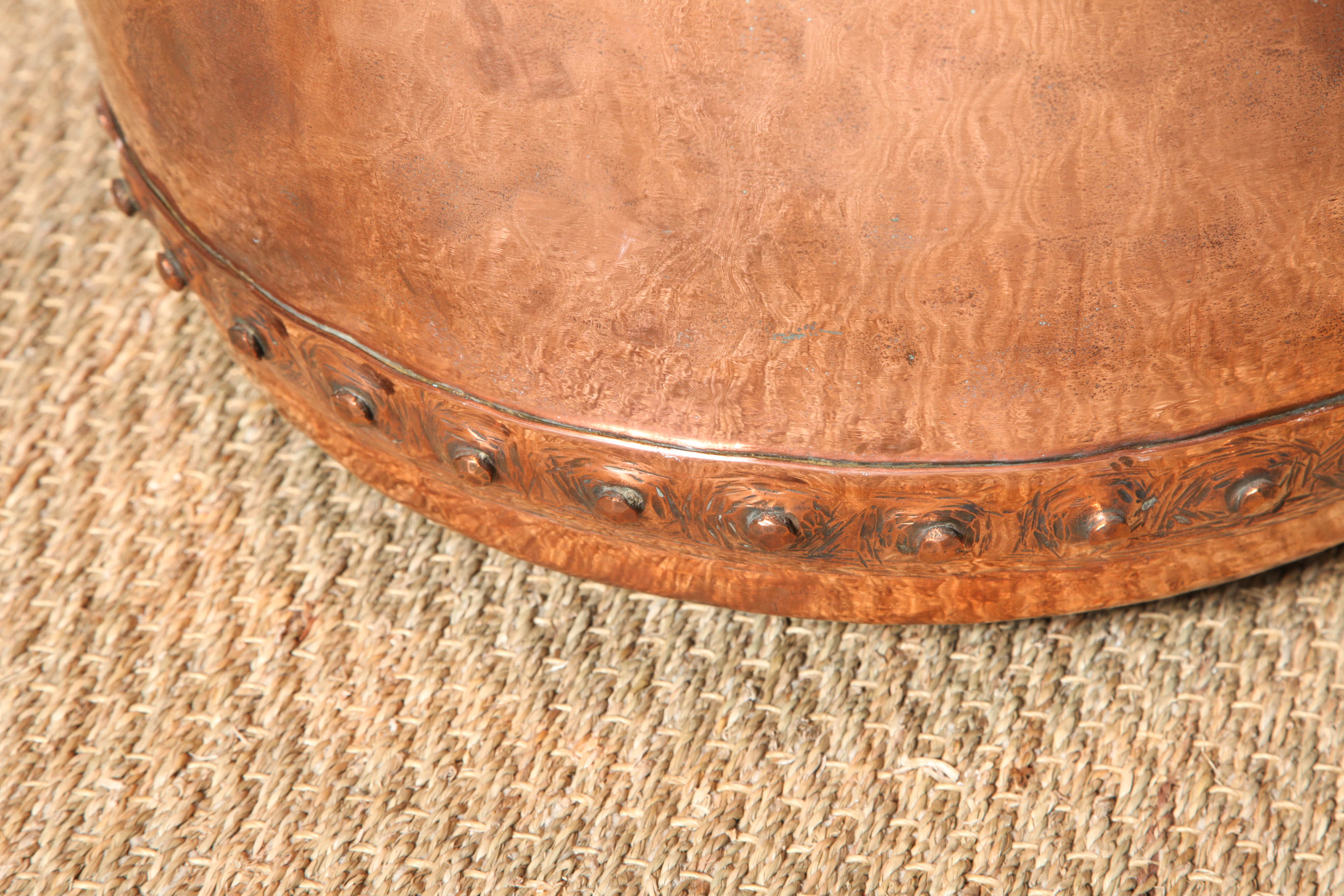 Large Hand Riveted Copper Pot 2