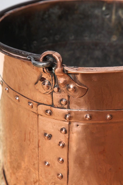English Copper Bucket with Riveted Seams For Sale at 1stDibs antique