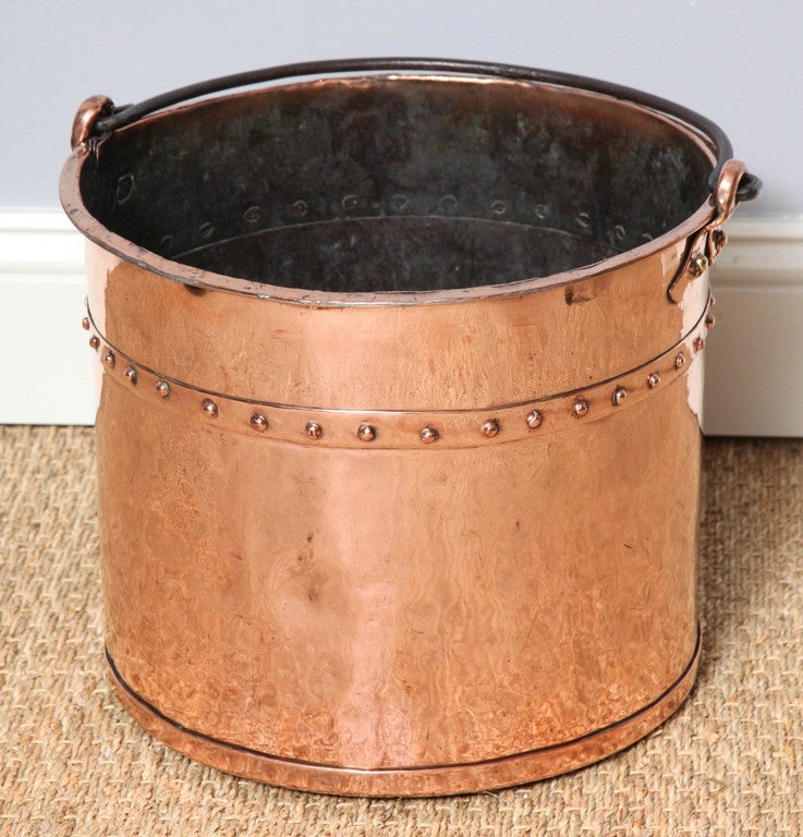 English Copper Bucket with Riveted Seams For Sale at 1stDibs antique