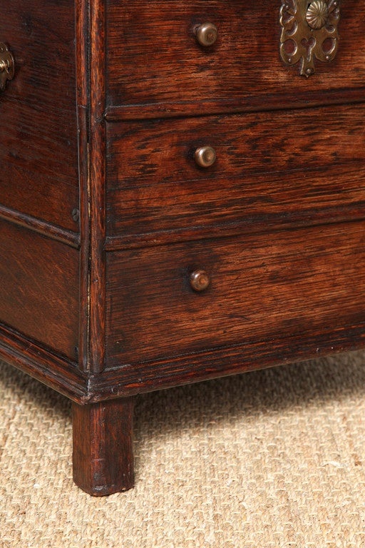 Charles II 17th Century English Oak Square Chest