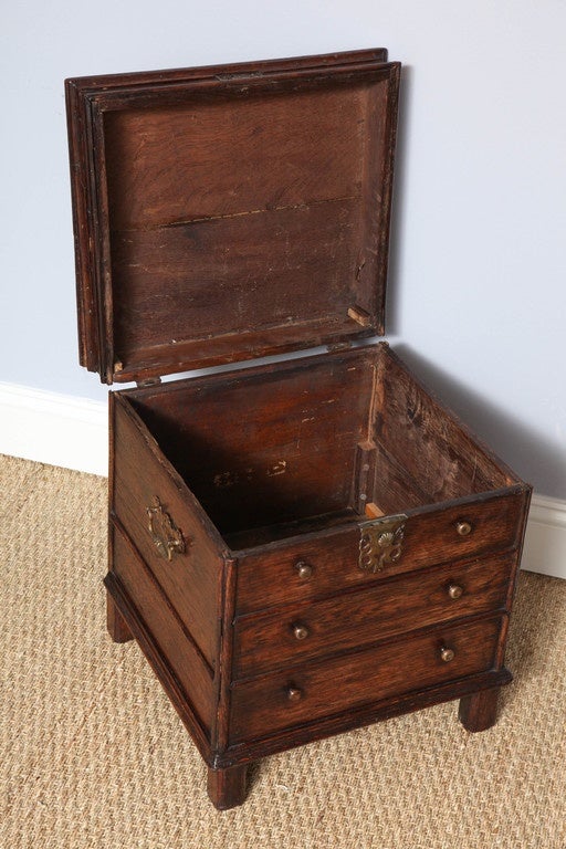 17th Century English Oak Square Chest 1