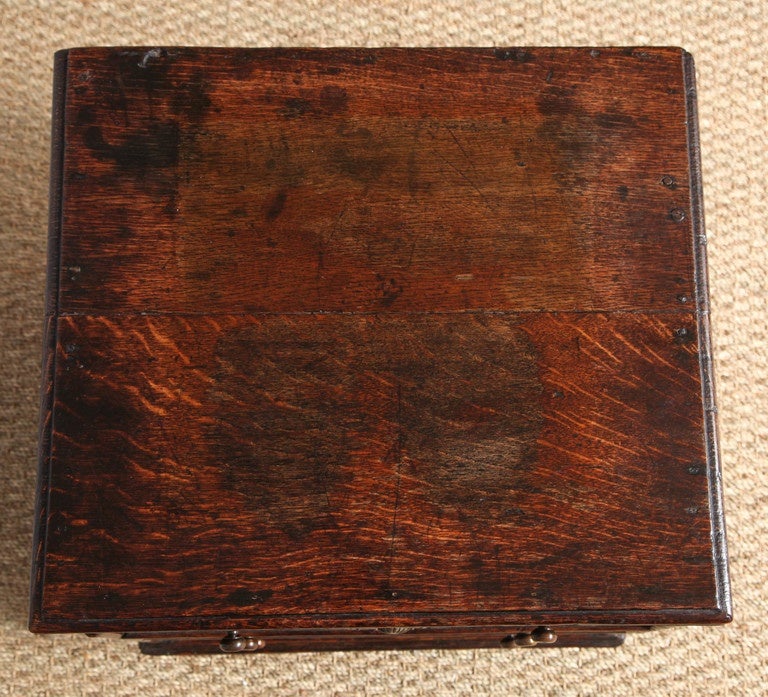 17th Century English Oak Square Chest 2