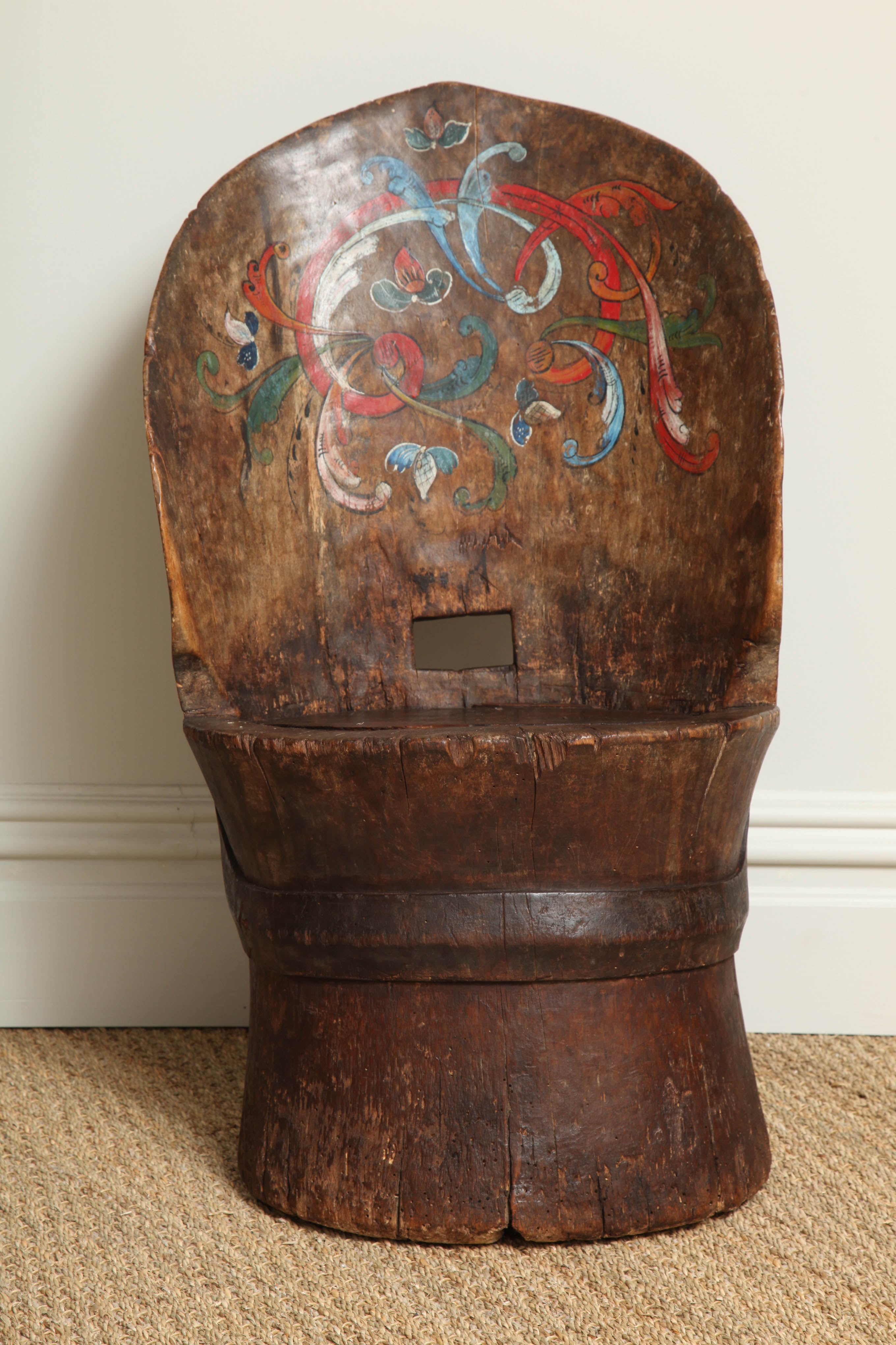 Norwegian Folk Art "Dugout" Chair