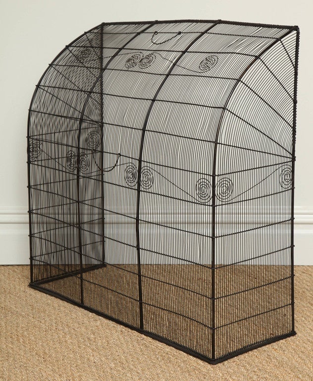 Wrought Iron Rare American 19th c. Wirework Firescreen - 32