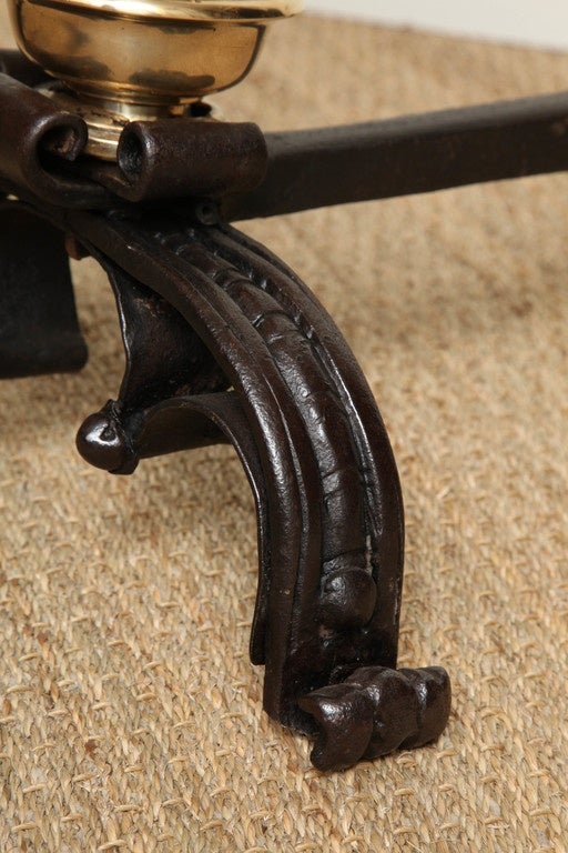 Bold Pair of Baroque Bronze and Wrought Iron Andirons 3