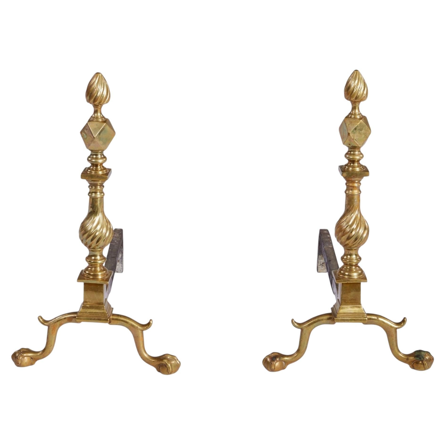 XIX sec. Alzafuoco American Brass con punta a fiamma