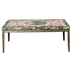 Modernist Iron Coffee Table with 18th c. Specimen Marble Top