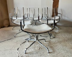 Mid-Century Vintage Chrome & Lucite Director's Chairs, Swivel Armchairs