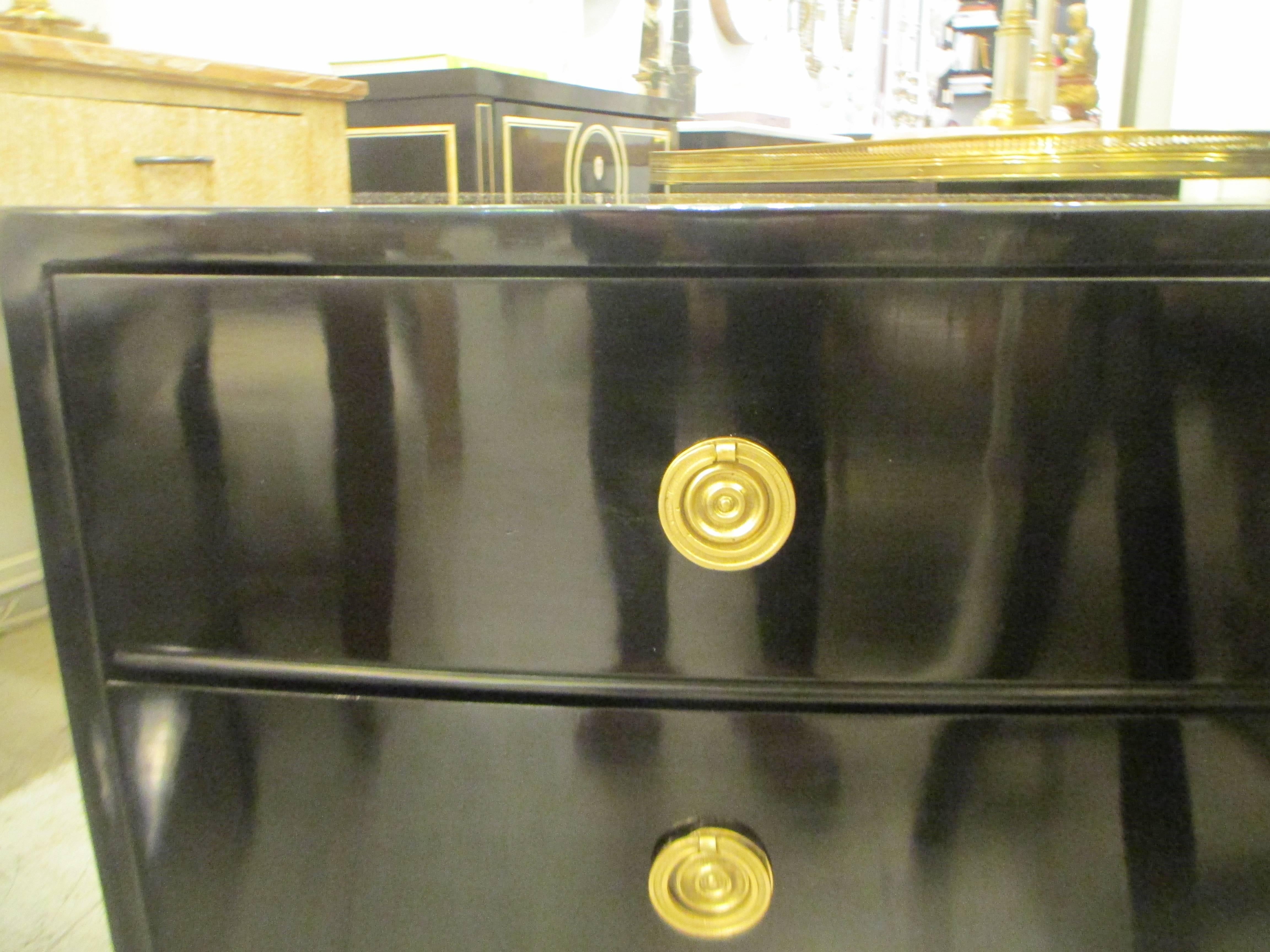 20th Century Pair of Mid-Century Lacquered Nightstands in the Neoclassic Manner