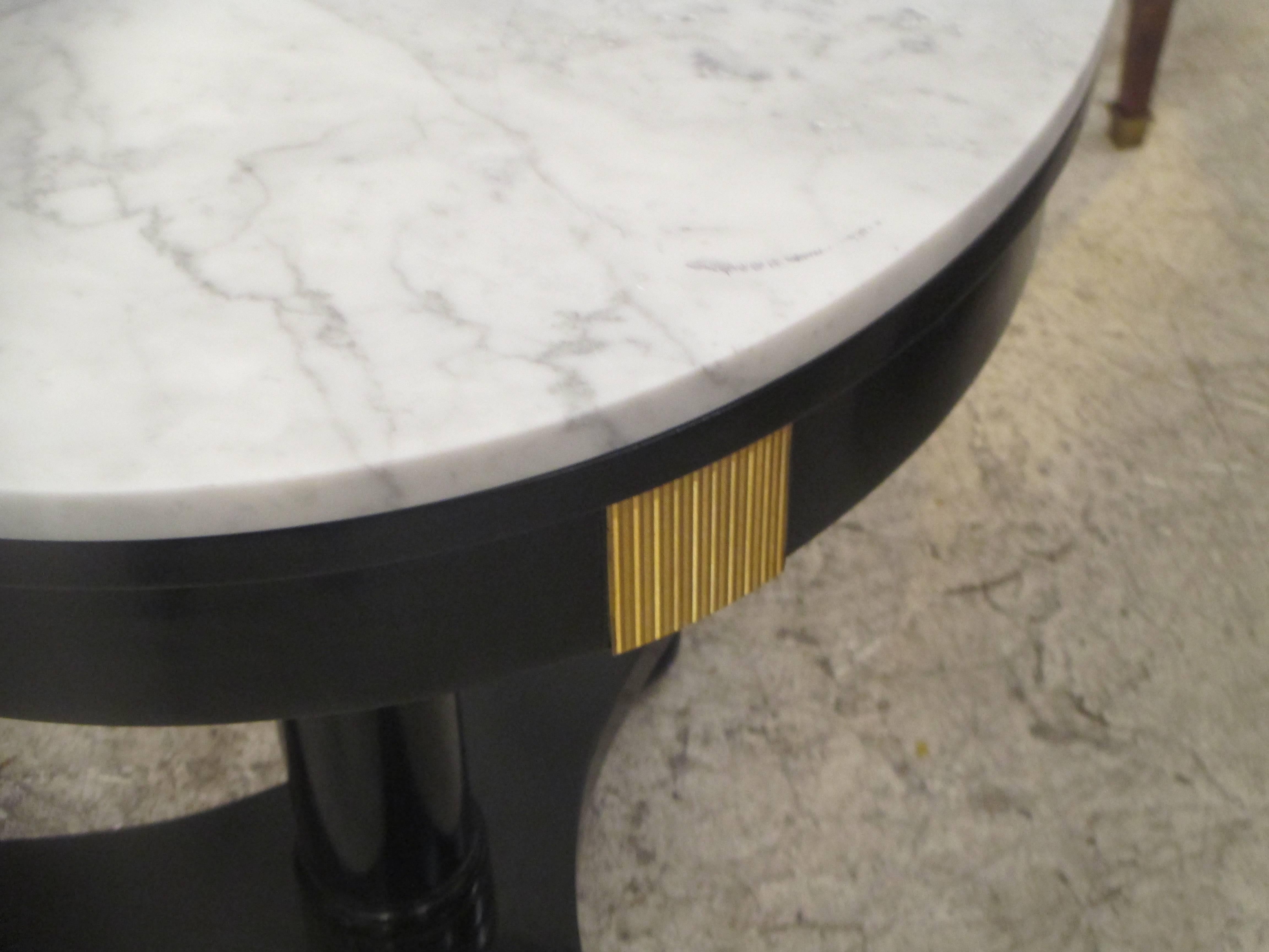 Ebonized Marble Top Empire-Style Gueridon Table In Excellent Condition In New York, NY