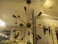 Custom 14-Arm Brass and Copper Sputnik Chandelier / Fixture
