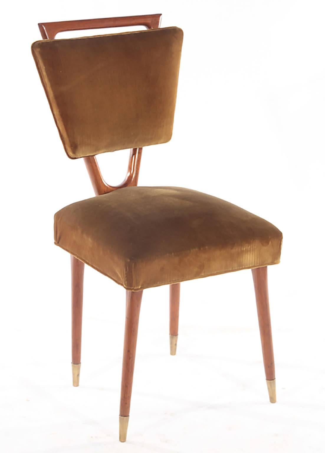 Set of Six Italian Mid-Century Mahogany Dining Chairs In Excellent Condition In New York, NY