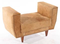A Pair of Italian Hide Benches on Tapered Legs