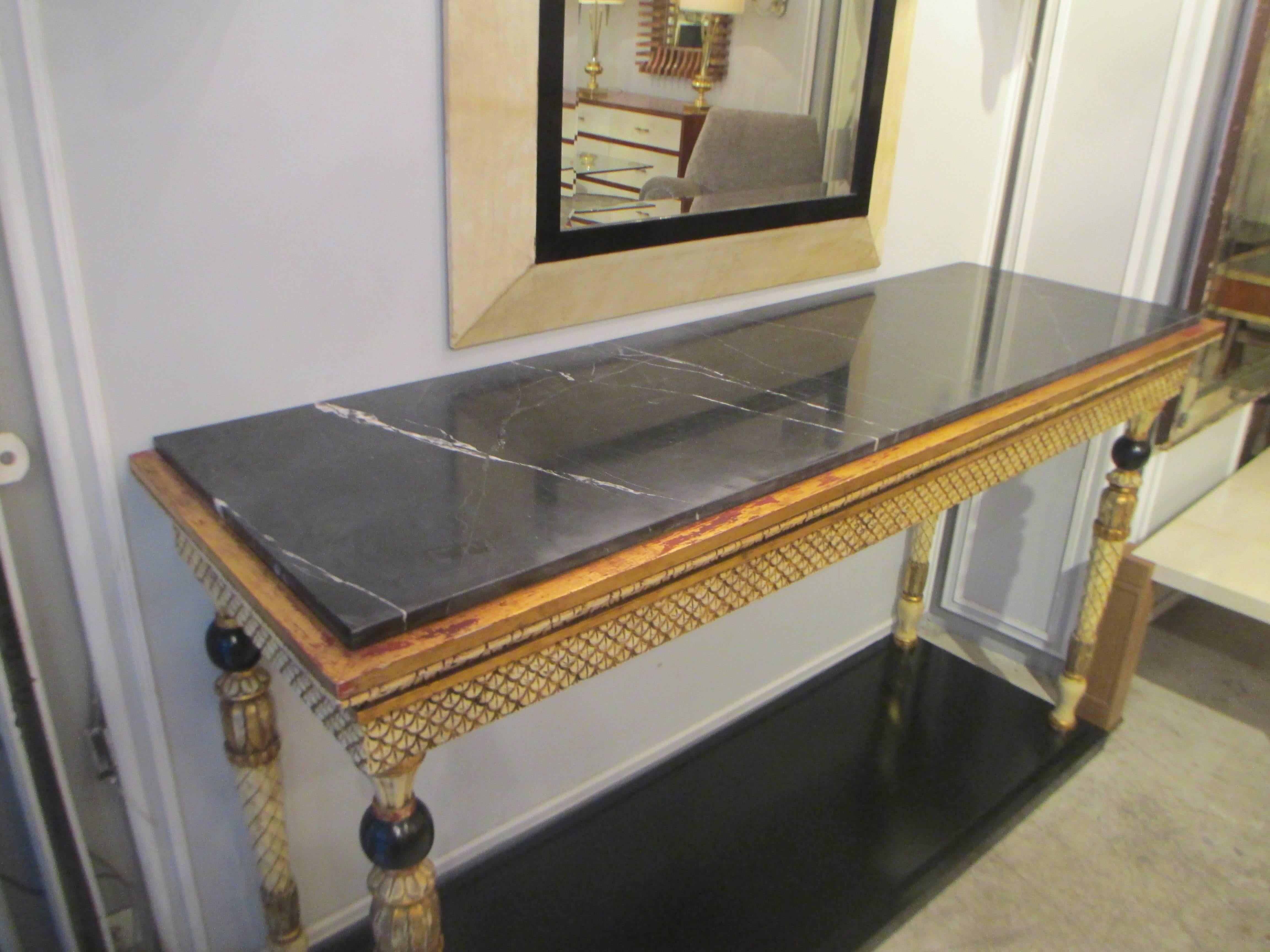Unique  Maison Jansen Signed  Marble-Top Console In Good Condition In New York, NY